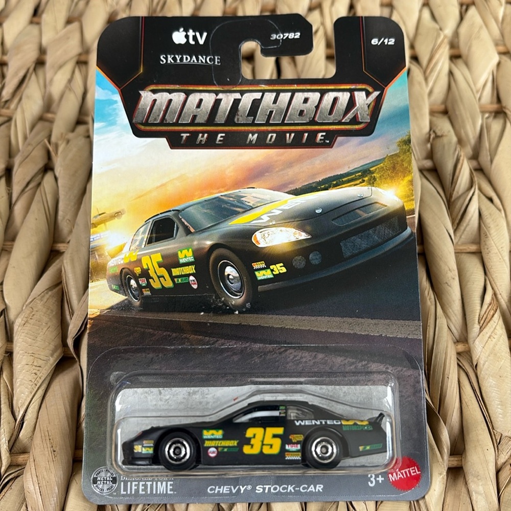 Chevy 35 Stock Car Black Racing Chevrolet Matchbox Movie Diecast Racer New 2026